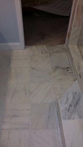 Ann Arbor Michigan grey marble bathroom and bathtub tiles 4