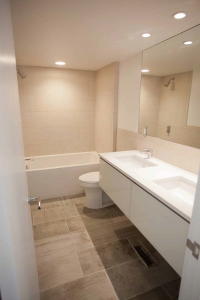 Ann Arbor Michigan grey marble bathroom and bathtub tiles 6