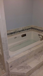 Ann Arbor Michigan grey marble bathroom and bathtub tiles 8
