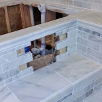 Ann Arbor Michigan grey marble bathroom and bathtub tiles 9