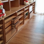 Ann Arbor hardwood floor, custom carpentry works, Michigan, wall library bottom shelves