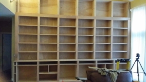 Ann Arbor hardwood floor, custom carpentry works, Michigan, wall library