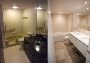 Ann Arbor hardwood floor refinishing Michigan before and after project bathroom flooring 3