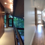 Ann Arbor hardwood floor refinishing Michigan before and after project corridor flooring